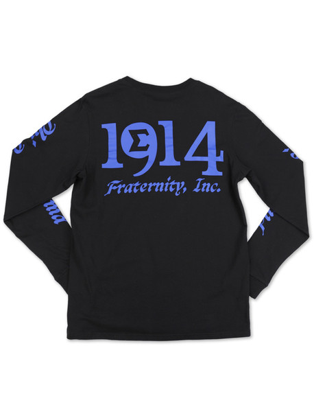 Phi Beta Sigma Fraternity Long Sleeve Shirt-English Spelling-Black