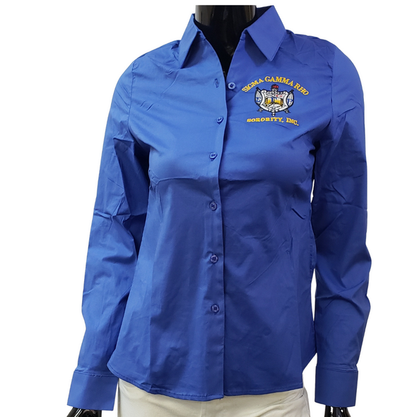 Sigma Gamma Rho Sorority Button Down Collar Shirt-Blue