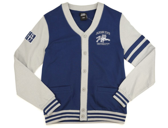 Jackson State University JSU Cardigan- Men's- Navy Blue/White
