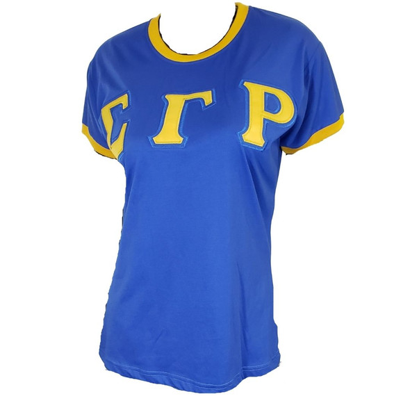 Sigma Gamma Rho Sorority Ringer T-shirt-Blue