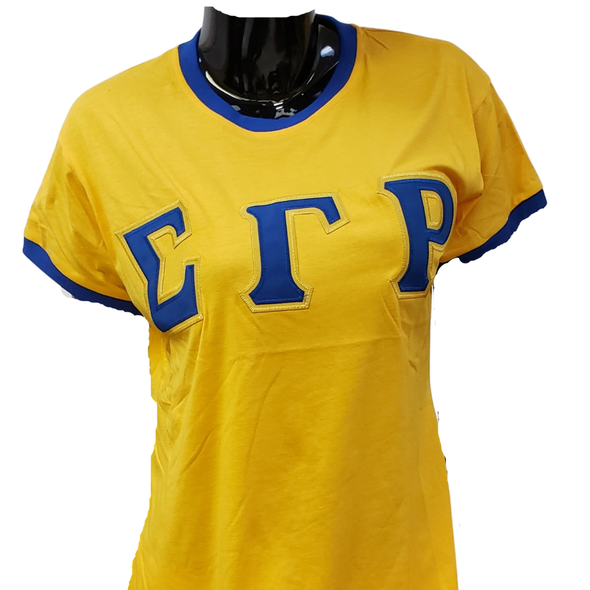 Sigma Gamma Rho Sorority Ringer T-shirt-Gold