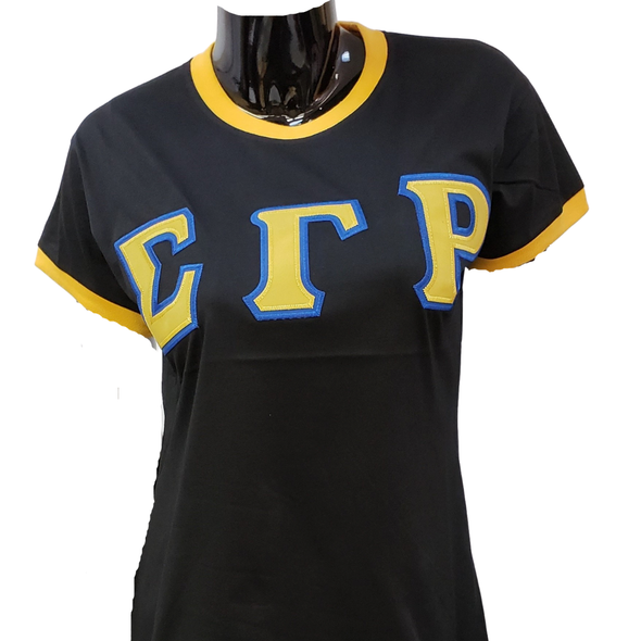 Sigma Gamma Rho Sorority Ringer T-shirt-Black