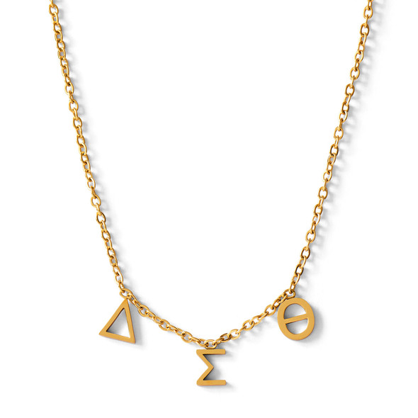 Delta Sigma Theta Sorority Necklace- Sisters Forever- Three Greek Letters-Gold