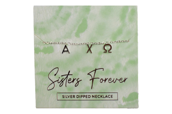 Alpha Chi Omega Sorority Sisters Forever Necklace- Silver