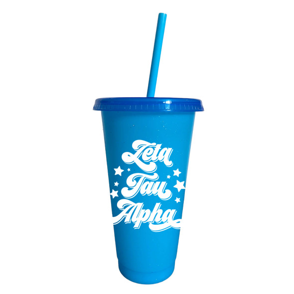 Zeta Tau Alpha Sorority- Set of 4- Glitter Color Changing Cups