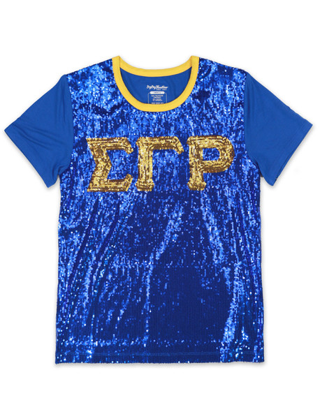 Sigma Gamma Rho SGRHO Sorority Sequin Shirt-Blue