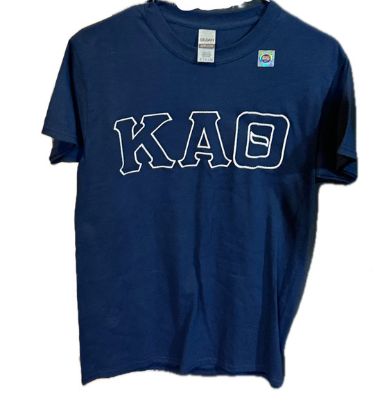 Kappa Alpha Theta Sorority T-Shirt- Navy-Satin Embroidered 