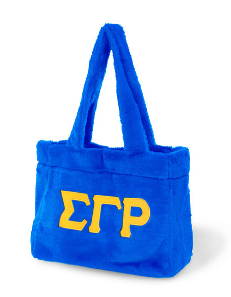 Sigma Gamma Rho Sorority Faux Fur Bag-Blue