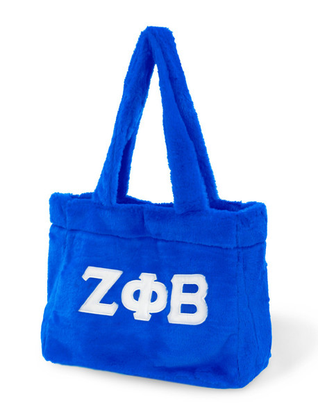 Zeta Phi Beta Sorority Faux Fur Bag-Blue