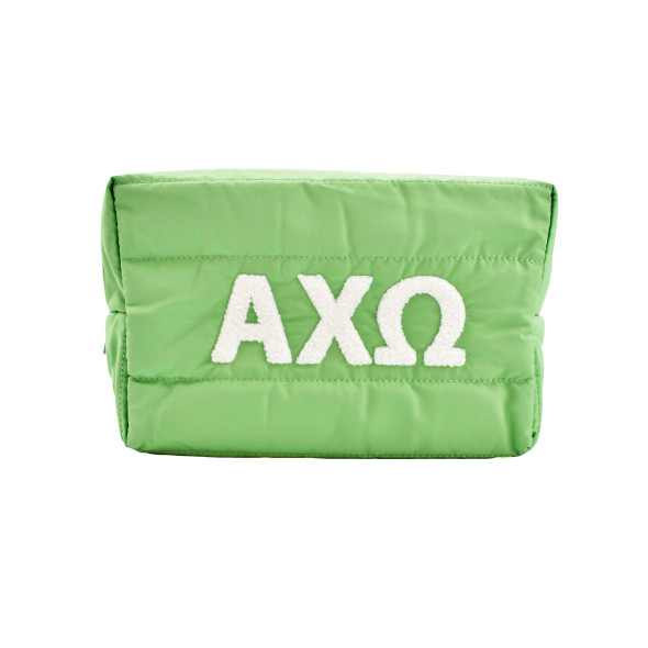 Alpha Chi Omega Sorority Makeup Bag- Puffer Style with Sorority Letters