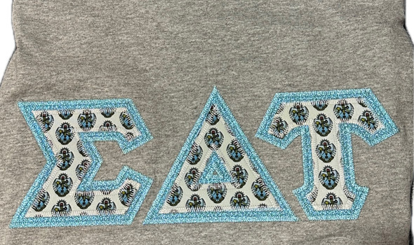 Sigma Delta Tau Sorority Double Stitched Letter T- Shirt-Gray- Size XL