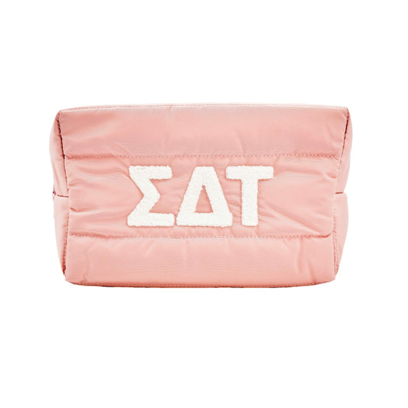 Sigma Delta Tau Sorority Makeup Bag- Puffer Style with Sorority Letters