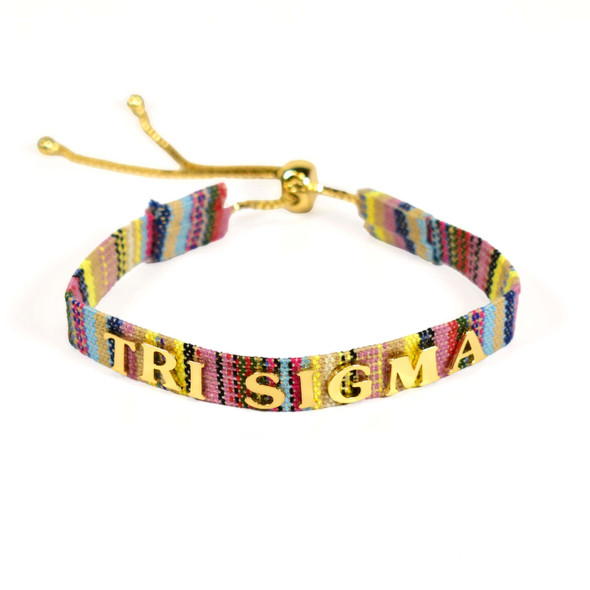 Sigma Sigma Sigma Tri-Sigma Sorority Woven Bracelet- Multi-Color Design