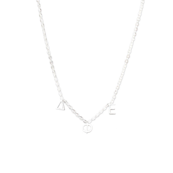 Delta Phi Epsilon DPHIE Sorority Sisters Forever Necklace- Silver