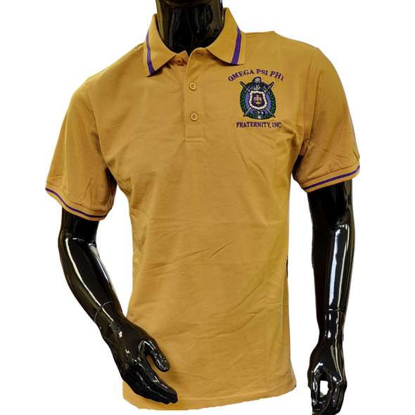 Omega Psi Phi Fraternity Polo-Gold-Cotton