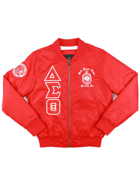 Delta Sigma Theta Sorority Bomber Jacket-Red-Front