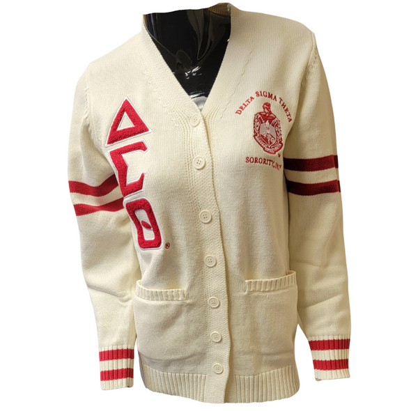 Delta Sigma Theta Sorority Varsity Cardigan- Alabaster