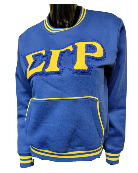 Sigma Gamma Rho Sorority Chenille Crewneck Sweatshirt-Blue