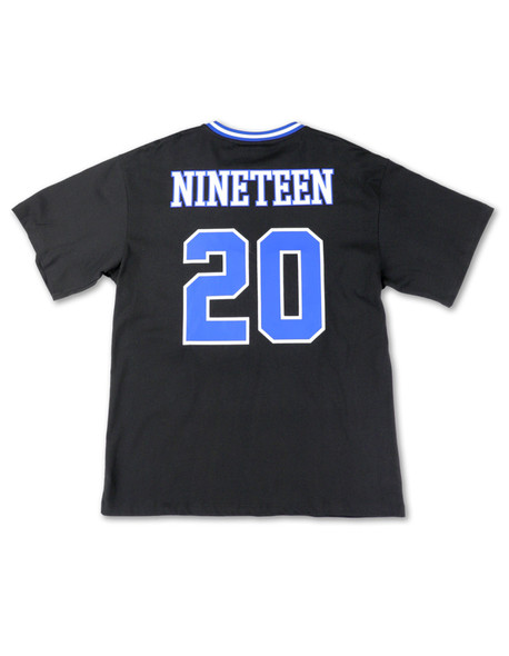Zeta Phi Beta Sorority Oversized V-Neck Football Jersey Tee-Black/Blue