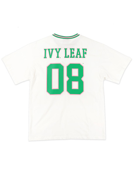 Alpha Kappa Alpha AKA Sorority Oversized V-Neck Football Jersey Tee-Ivory-Back