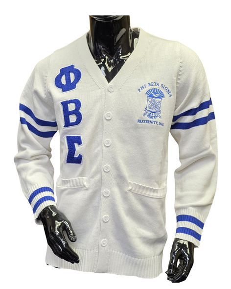 Phi Beta Sigma Fraternity Varsity Cardigan-White