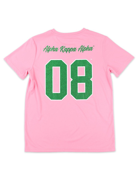 Alpha Kappa Alpha AKA Sorority Dri-Fit Shirt-Glitter Three Greek Letters-Pink