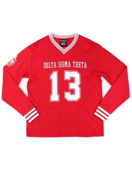 Delta Sigma Theta Sorority Long Sleeve Jersey Shirt-Red