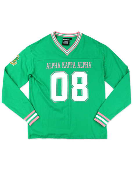 Alpha Kappa Alpha AKA Sorority Long Sleeve Jersey Shirt-Green