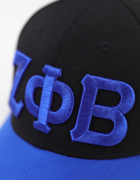 Zeta Phi Beta Sorority Hat- Three Greek Letters-Black/Blue
