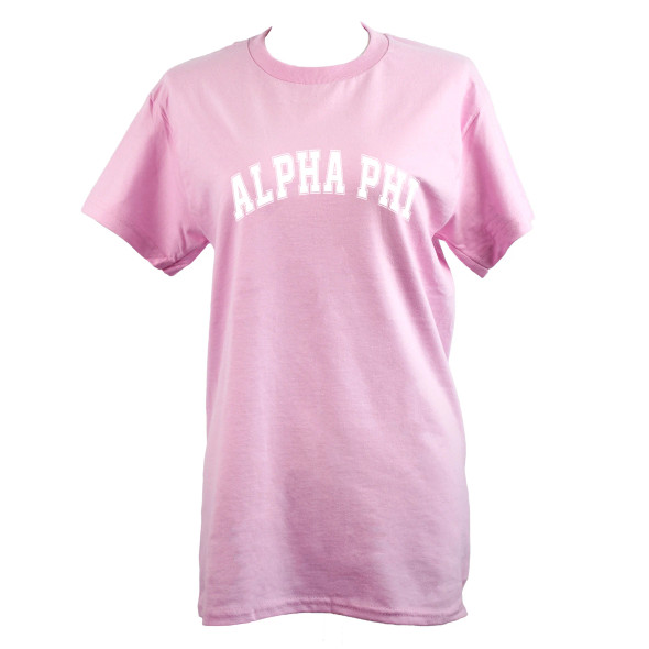 Alpha Phi Sorority Varsity T-Shirt-Pink