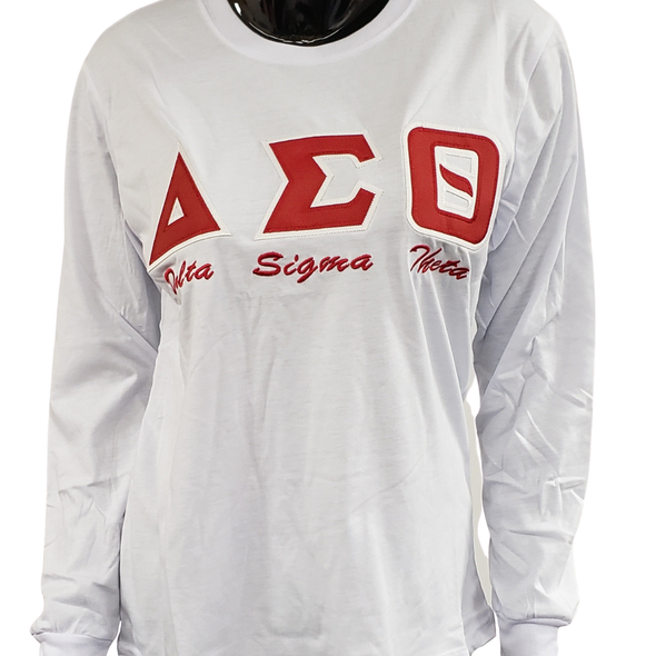Delta Sigma Theta Sorority Long Sleeve Shirt- White