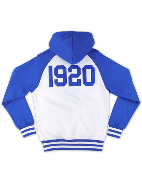 Zeta Phi Beta Sorority Hoodie- Crest-White/Blue