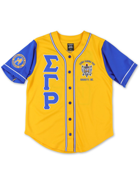 Sigma Gamma Rho Sorority Baseball Jersey- Button Up-Yellow/Blue