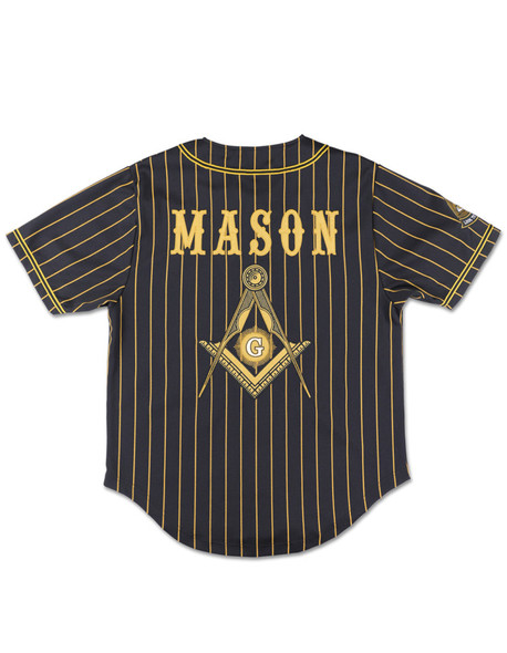 Prince Hall Mason Baseball Jersey- Button Up-Black