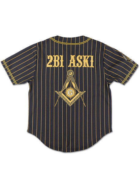 Mason Masonic Baseball Jersey- Button Up-Black