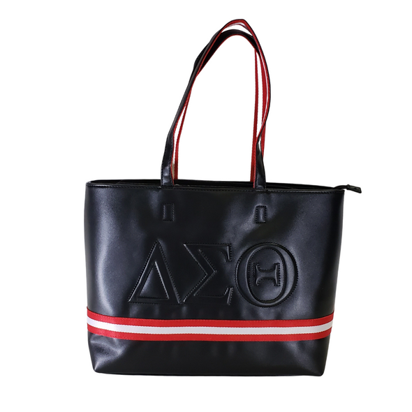 Delta Sigma Theta Sorority Embossed Tote Bag- Black