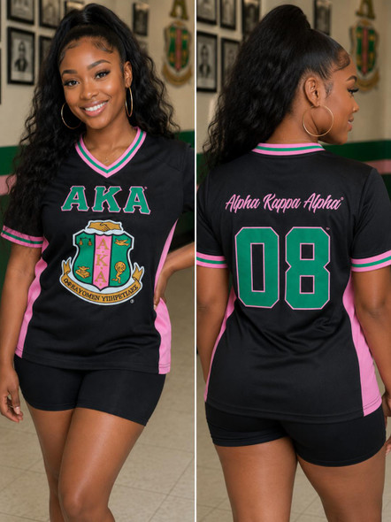 Alpha Kappa Alpha AKA Sorority Football Jersey-Black