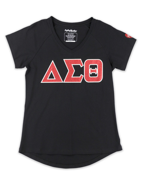Delta Sigma Theta Sorority Dri-Fit Shirt- Heart-Three Greek Letters-Black