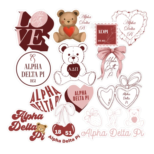 Alpha Delta Pi ADPI Sorority Stickers- Teddy Bears and Sisterhood Love