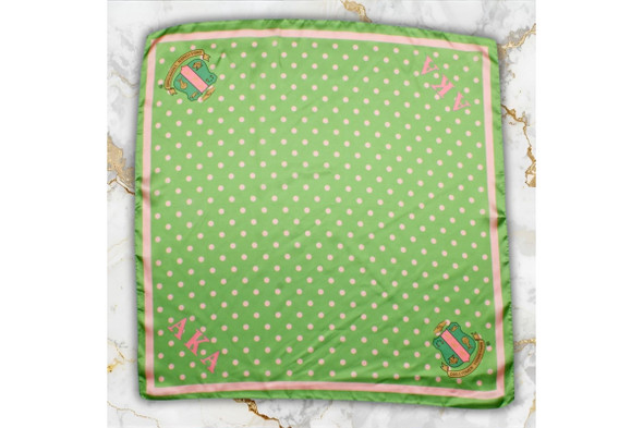 Alpha Kappa Alpha AKA Sorority Polka Dot Scarf-Green/Pink