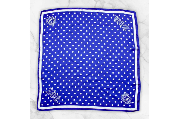 Zeta Phi Beta Sorority Polka Dot Scarf-Blue/White