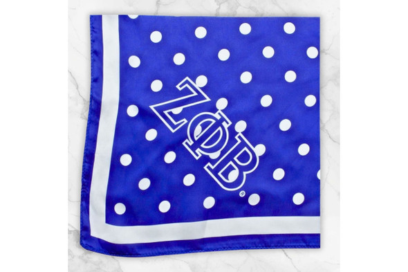 Zeta Phi Beta Sorority Polka Dot Scarf-Blue/White