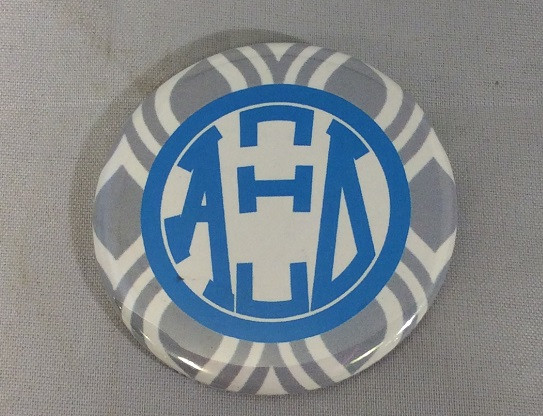 Alpha Xi Delta AXID Sorority Gray and White Button-Small