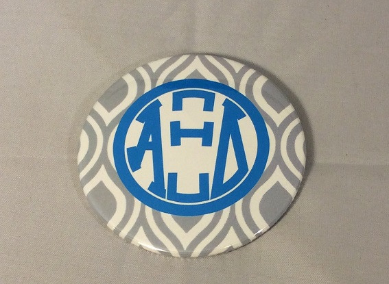 Alpha Xi Delta AXID Sorority Gray and White Button-Large