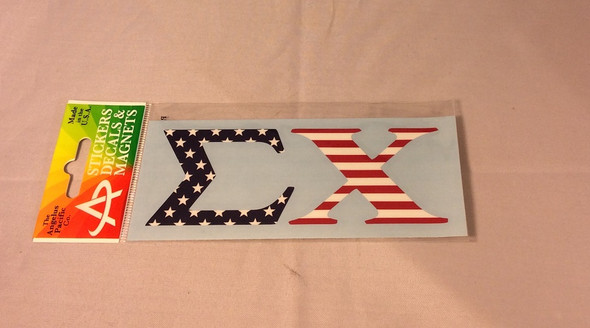 Sigma Chi Fraternity Car Letters- American Flag Pattern 