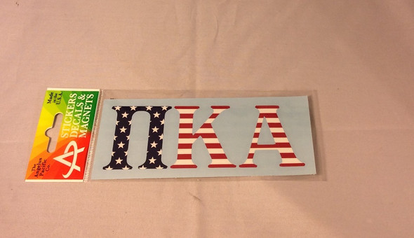 Pi Kappa Alpha PIKE Fraternity Car Letters- American Flag Pattern 