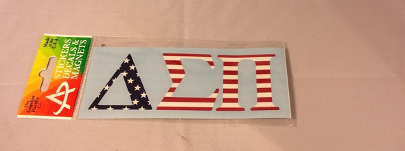 Delta Sigma Pi Fraternity Car Letters- American Flag Pattern 