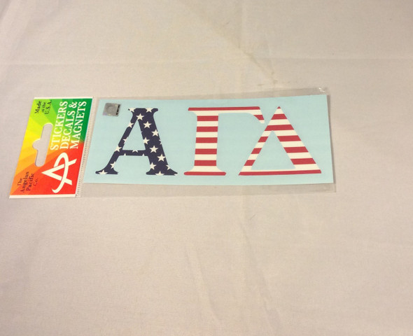 Alpha Gamma Delta Sorority USA Car Letters- American Flag Pattern