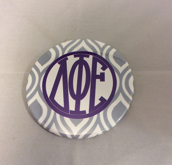 Delta Phi Epsilon Sorority Gray and White Button-Large