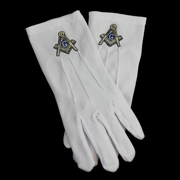 Mason Masonic Gloves with Symbol- Silver